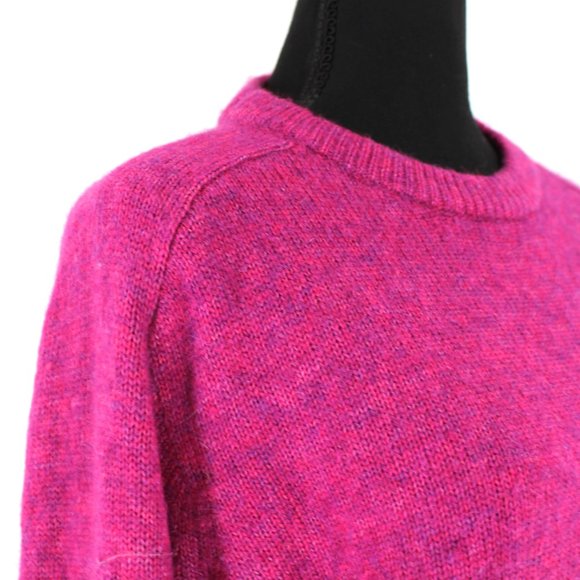 J. Crew Relaxed Saddle Sleeve Pullover Crewneck Sweater Heather Fuchsia X-Small - Picture 2 of 9